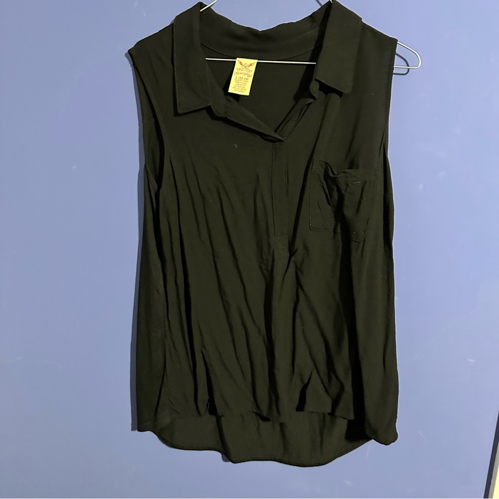 Black Sleeveless Top Vest Faded Glory VTG Large Y2K Casual